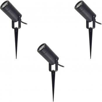 Lámpara de jardín con pica Thorgal, Ø 6 cm, negra, set de 3 piezas