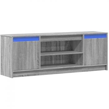 Mueble de TV LED madera ingeniería gris Sonoma 139,5x34x50 cm, Soporte de TV, aparador de TV, Mueble HiFi, Banco de TV, Armario de TV