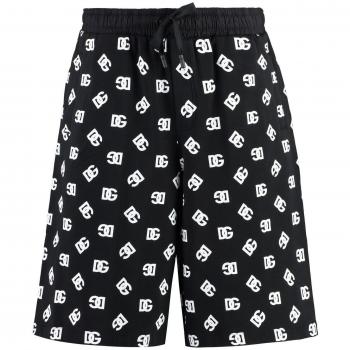Dolce & Gabbana Men's Casual Cotton Bermuda Shorts in Black, Size 46 (S), GP05HTG7L5C, Color N0000, with Drawstring Waist and Black Logo