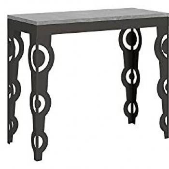 Consola extensible Karamay Small Evolution 90x40/196 cm con estructura de cemento Antracita