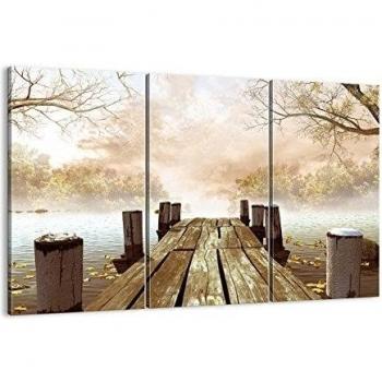 Cuadro sobre lienzo - Impresión de Imagen - Ilustración otoño paisaje árboles - 165x110cm - Imagen Impresión - Cuadros Decoracion - Impresión en lienzo - Cuadros Modernos - CE165x110-2394