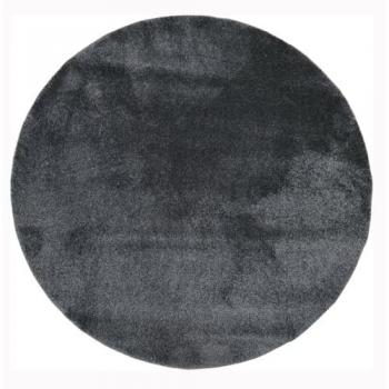 Alfombra Lisa Serrana de Pelo Mediano Tadi & Imperio 1979 - Color Gris Antracita, Diámetro 100 cm
