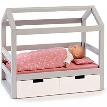 Cama de Juguete Casa para Muñecas Viola Gris/Blanco de Madera