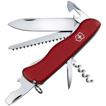 Victorinox Forester Roja Navaja Multiuso Suiza con 12 Funciones, Hoja Grande, Abrelatas, Bloqueable