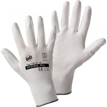 Guantes de trabajo L+D Micro-PU knitted 1150 Nylon, Talla 8, EN 388 CAT II, 1 Par