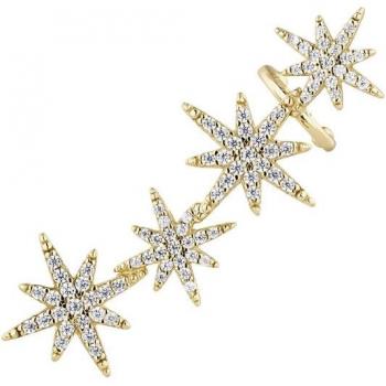 Pendiente trepador Ear Candy Cassiopée de plata bañado en oro amarillo 18k