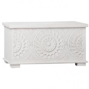 Baúl de MDF Blanco Decapado 75x40 cm