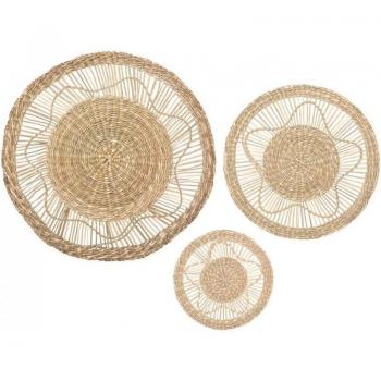 Atmosphera Decoración Mural Seagrass D 18 28 38 Caña Beige Lino 37.5x1cm - Diseño Natural y Elegante