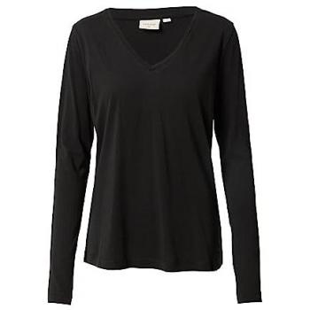 Cream Naia Women's Long Sleeve Jersey T-Shirt, V-Neck, Regular Fit, Hip Length
