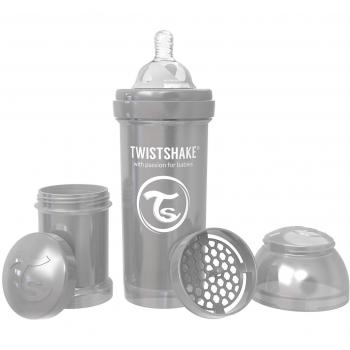 Twistshake 78384 - Biberón anti cólico, unisex, color perla gris