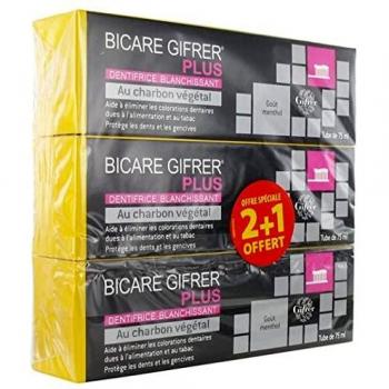 Pasta de Dientes Gifrer Plus Blanqueadora con Carbón Vegetal Set de 3 x 75 ml (1 Gratis)