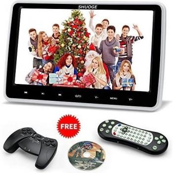 Reproductor multimedia de DVD reposacabezas, SHUOGE 10,1 pulgadas TFT LCD de pantalla ancha botón táctil digital de ultra-delgada de coches reproductor de DVD reposacabezas desmontable con puerto HDMI y control remoto