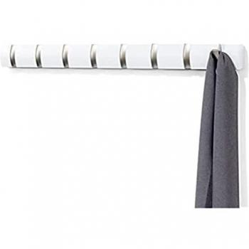 Umbra Flip Perchero de pared con 8 ganchos extraíbles, Álamo, Blanco