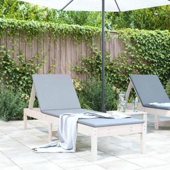 Tumbona de Madera Maciza de Pino Blanca 199,5x60x74 cm