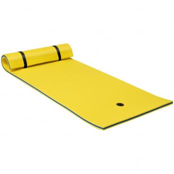 Colchoneta Flotante en Espuma Isla Oasis Personal Flotante Costway 220 x 90 x 4 cm, Resistente a Las Rasgaduras con 3 Capas de Espuma XPE, Incluye Cojín