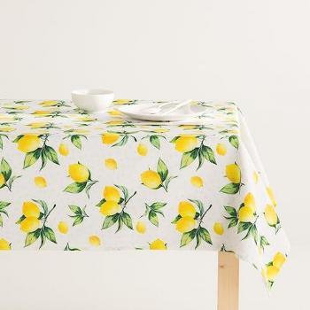Mantel antimanchas 100% algodón Citrus 140x300 cm MINT DECO