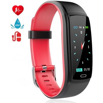 MINLUK Pulsera de Actividad Inteligente, Pulsera Bluetooth Impermeable IP67 con Pantalla Color, Monitor de Dormir, Calorías, Ritmo Cardiáco Podómetro, Notificación de Mensaje,para Android y iOS