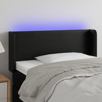 Cabecero LED negro de cuero sintético 103x16x78/88 cm