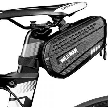 LUROON Bolsa Bicicleta Sillin Impermeable 1.2L Bolsa para Sillín de Bicicleta Dura PU Bolsa para Bicicleta de Montaña, Gran Capacidad para Minibombas, Llaves, Teléfonos