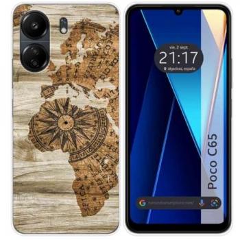 Funda de Silicona para Xiaomi Poco C65 con Diseño de Madera 07 y Dibujos