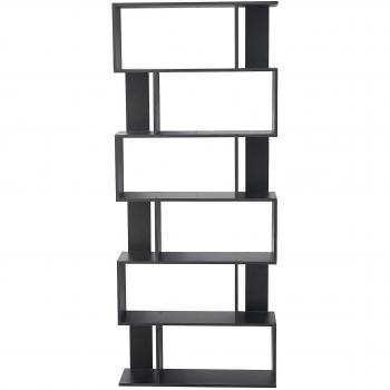 Mueble Librería Estante Moderno Madera Negro 6 Estantes 190x60x24