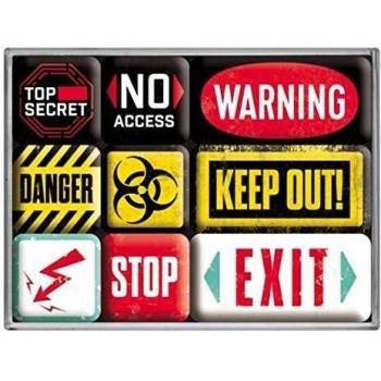 Nostalgic-Art Juego de Imanes Retro Warning – Idea de Regalo para los Fans de la Nostalgia, Decoración para la Nevera, Diseño Vintage, 9 Unidades