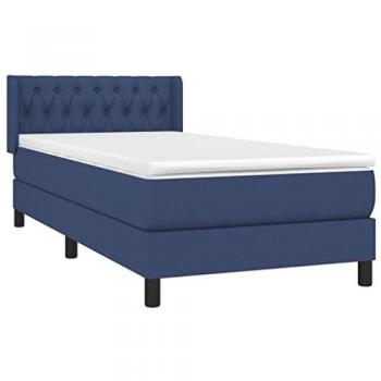 Cama Box Spring con Colchón Azul 90x190 cm en Tela