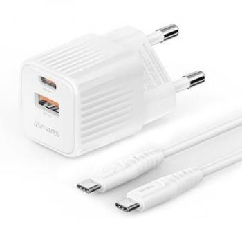 Cargador Rápido 20W VoltPlug Duos Mini con Cable USB-C - Compatible con Samsung, Apple, Huawei y Xiaomi
