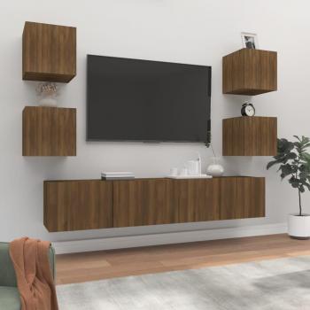 vidaXL Set de muebles de TV 6 piezas madera contrachapada 80 x 30 x 30 cm
