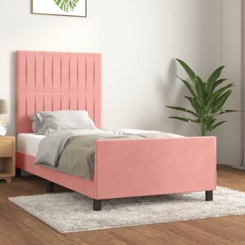 Cabecero de cama redondo Wingbone en terciopelo rosa 80x200 cm