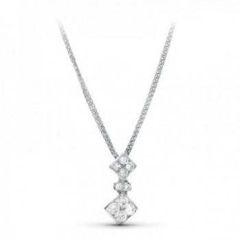 Gargantilla Oro Blanco 18k Mujer con Colgante Dos Rombos Combinados 16mm