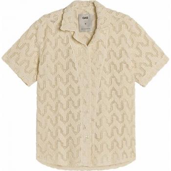 OAS Atlas Cuba Men's Short Sleeve Crochet Shirt - Beige - Size M