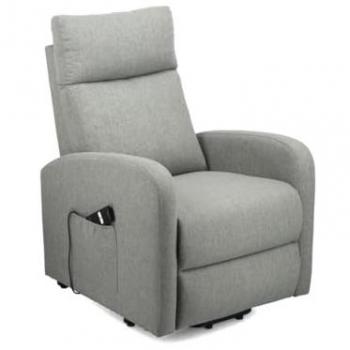 Butaca Reclinable Eléctrica Luna con Reposapiés Elevable y Tela Antimanchas en Color Gris - 101x85x65 cm