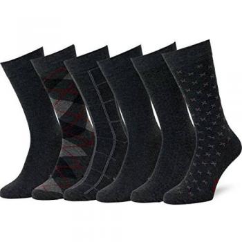Easton Marlowe 6 PR Calcetines Sutilmente Estampados Hombre - 6pk #4-6, gris carbón - 43-46 talla de calzado UE