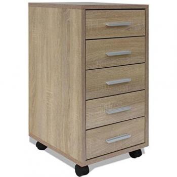 Sonata Office Drawer Unit with Castors 5 Drawers Oak