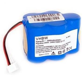 Batería NiMH 3300mAh (6V) compatible con Ecovacs Deebot D62, D63, D63s, D65, D73, D73n, D76, D77, D79