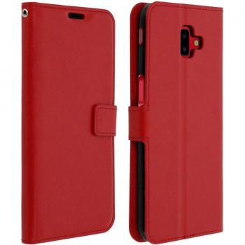 Funda Libro Billetera Vintage para Samsung Galaxy J6 Plus - Roja