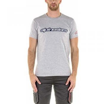 Alpinestars Men's Wordmark T-Shirt - Grey Heather/Navy/Red, XXL