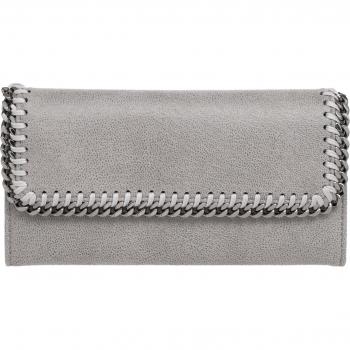 Stella McCartney Charm Wallet with Snap-button Closure, Gray, Female, Size: ONE SIZE
