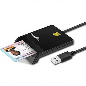 DNI Electrónico - Lector de tarjetas de memoria, Rocketek - Lector de Tarjetas electrónicas DOD militar de acceso común CAC USB, compatible con Windows