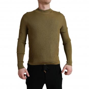 Dolce & Gabbana Army Green Viscose Crewneck Pullover Sweater - IT48 | M