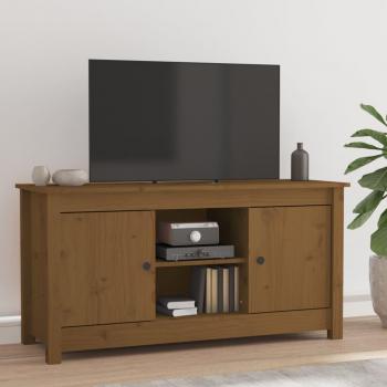 Mueble de TV de madera maciza de pino 103x36,5x52 cm en color marrón miel