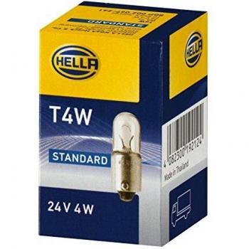 HELLA 8GP 002 067-241 Lámpara - T4W - Heavy Duty - 24V - 4W - Tipo de portalámpara: BA9s - caja - Cant.: 10