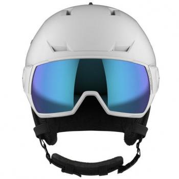Casco de Esquí Salomon Icon LT Visor para Mujer con Visera, Tallas 53-56 cm y 56-59 cm, Color Blanco