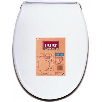 TATAY Tapa WC Universal Polo, de Termoplástico, Forma Ovalada, Fabricado en España, Blanco, Medidas 46 x 35.5 cm