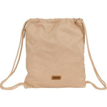SAFTA Saco Mochila con Cuerdas y Cremallera Lateral, Licencia Oficial, Material Suave y Resistente, Fácil de Lavar, Cintas Ajustables - Beige