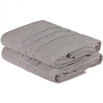 Juego de Toallas de Baño Suaves (2 Piezas) 100% Micro-algodón Azul Claro y Gris Claro 560 Gr/m²