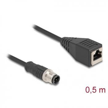 Cable Adaptador M12 D-kodificado a RJ45 0,5 m Cat5e S/FTP Negro