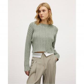 Jersey de mujer envejecido con borde de canalé