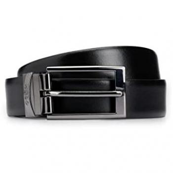 Cinturón de Piel HUGO Elvio Negro 80 cm, Casual, Doble Cara con Logo en Hebilla Metálica